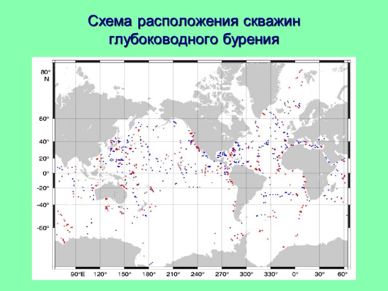 Схема расположения скважин  глубоководного бурения